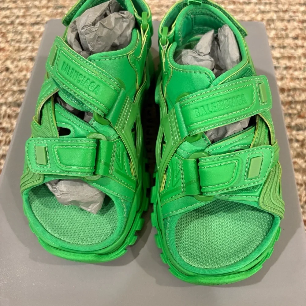 Balenciaga Kids Vibrant Green Track Sandals Sz.10
